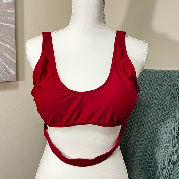 Blooming Jelly Red Bikini Top with Strappy Detail - Picture 1 of 8
